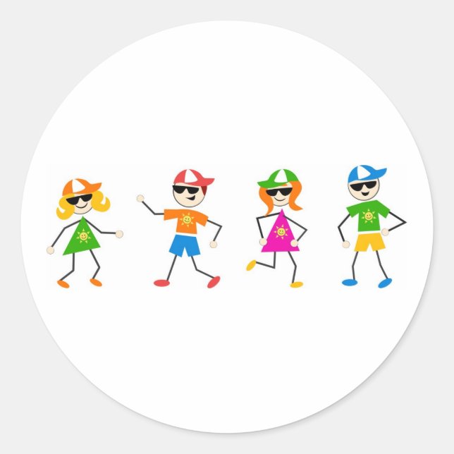 Summer Kids Runt Klistermärke (Framsida)