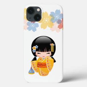 Summer Kokeshi Doll - Gult Kimono Geisha Girl