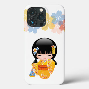 Summer Kokeshi Doll - Gult Kimono Geisha Girl