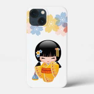 Summer Kokeshi Doll - Gult Kimono Geisha Girl