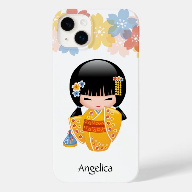 Summer Kokeshi Doll - Gult Kimono Geisha Girl (Baksida)