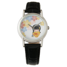 Summer Kokeshi Doll - Gult Kimono Geisha Girl Armbandsur