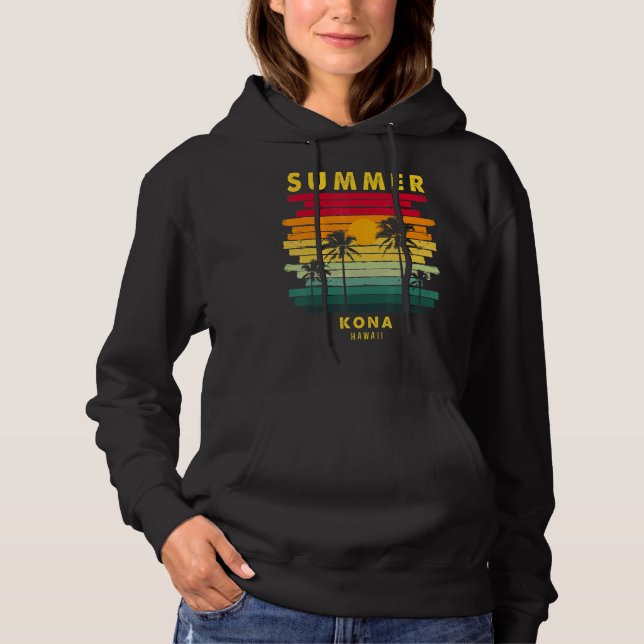 Summer Kona Hawaii Beach Sunset Retro T Shirt (Framsida)