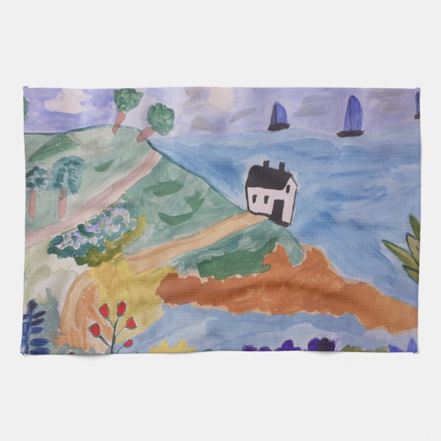 Summer Kusten & Flowers Tea Towel Kökshandduk (Horisontell)