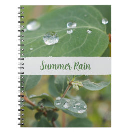 Summer Leaves and Raindrops Photo Spiral Notebook Anteckningsbok