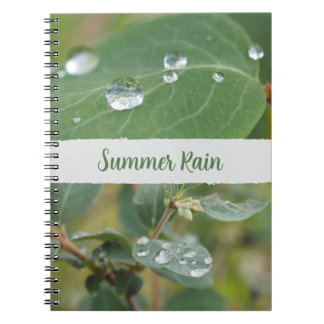 Summer Leaves and Raindrops Photo Spiral Notebook Anteckningsbok
