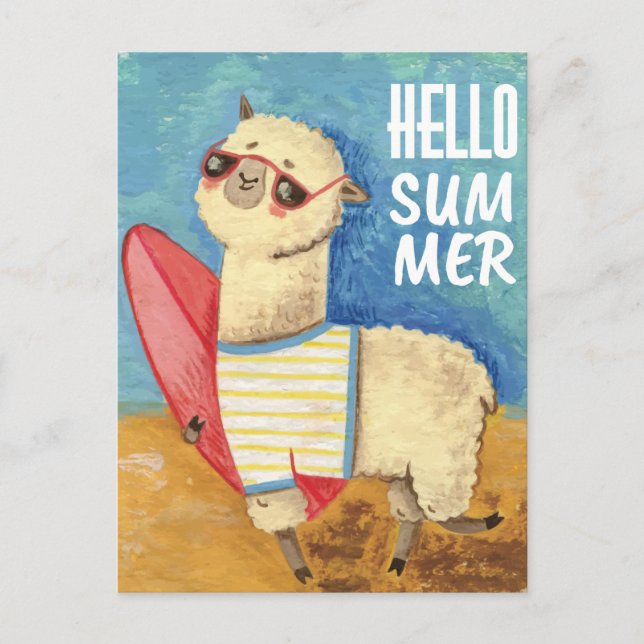 Summer Llama Vykort (Framsida)