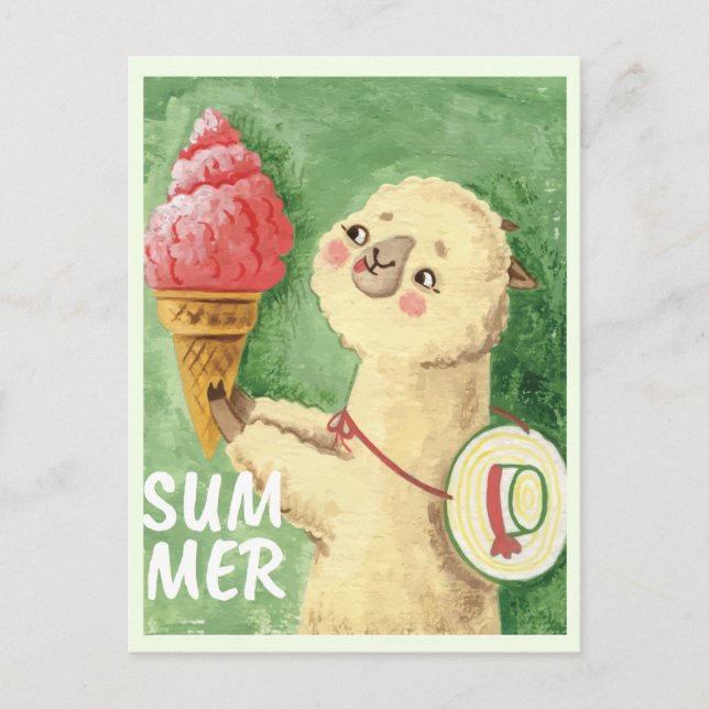 Summer Llama Vykort (Framsida)