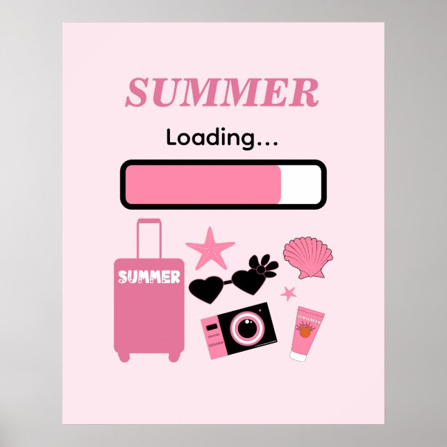 Summer Loading Pink Summer Wall Art Poster (Framsidan)
