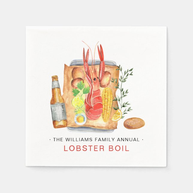 Summer Lobster Boil | Lobster Bake Cookout Pappersservett (Framsidan)