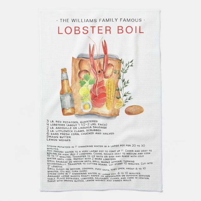 Summer Lobster Boil | Recipe Heirloom Tea Towel Kökshandduk (Vertikal)