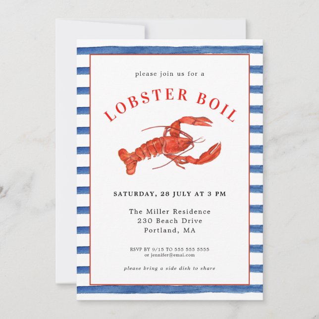 Summer Lobster Boil Seafood invitation Inbjudningar (Framsida)