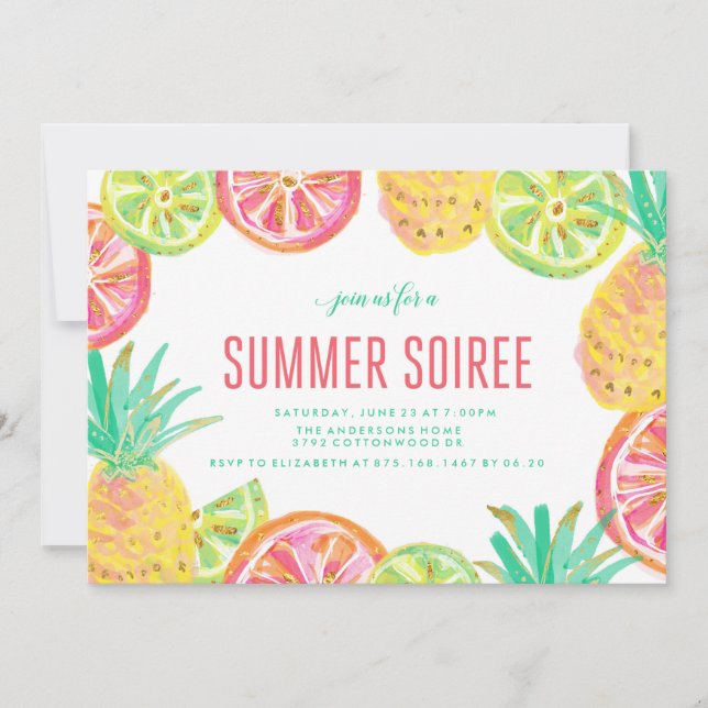 Summer Luau BBQ Party Invition Inbjudningar (Framsida)