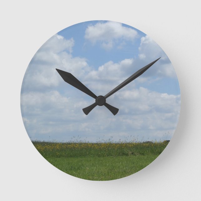 Summer Meadow Clock Rund Klocka (Framsida)