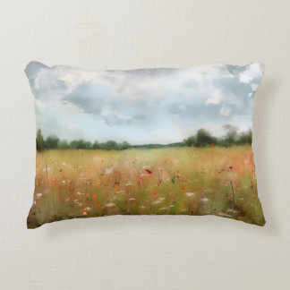 Summer Meadow Wildblomlandskap Art Prydnadskudde