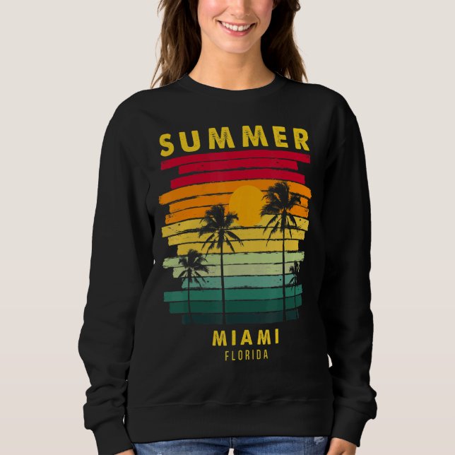 Summer Miami Florida Beach Sunset Retro T Shirt (Framsida)