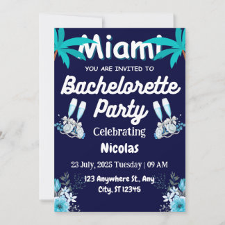 Summer Miami Weekend Beach Bachelorette Party  Inbjudningar