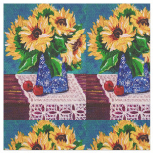 Summer Mini Sunblommor och Snöre Fabric Tyg