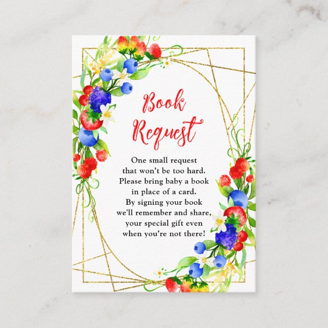 Summer Mixed Berries Baby Shower Book Request Tilläggskort (Framsida)