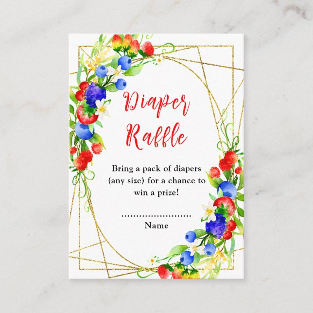 Summer Mixed Berries Baby Shower Diaper Raffle Tilläggskort (Framsida)