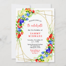 Summer Mixed Berries Birthday Inbjudningar