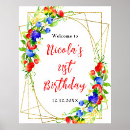 Summer Mixed Berries Birthday Welcome Poster