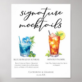 Summer Mocktails Blue Hawaiian Arnold Palmer Menu Poster