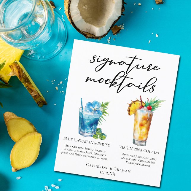 Summer Mocktails Blue Hawaiian Piña Colada Menu (Skapare uppladdad)