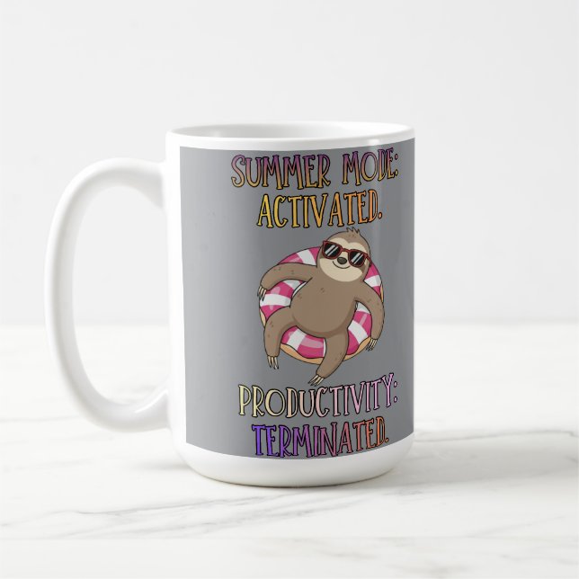 Summer Mode Activated – Cartoon Sloth on Donut – Kaffemugg (Vänster)