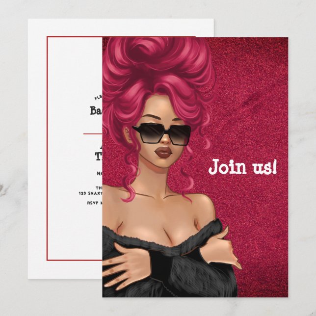 Summer Mood Mode Red HADE Bachelorette Inbjudningar (Fram/baksida)