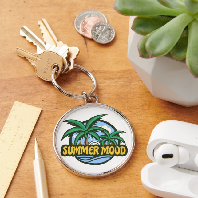 Summer Mood Rund Silverfärgad Nyckelring (Skrivbord)