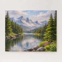 Summer Mountain Lake Reflection Puzzle