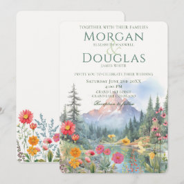 Summer Mountains and Stream Wedding Invitation Inbjudningar