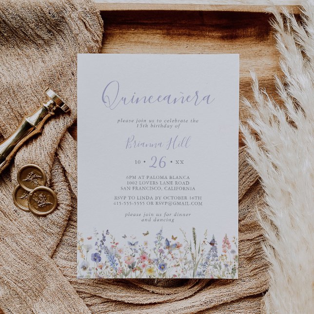 Summer Multifärgad Wildblomma Quinceañera Inbjudningar (Skapare uppladdad)