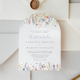 Summer Multifärgad Wildblomnuestra Boda Bröllop Inbjudningar
