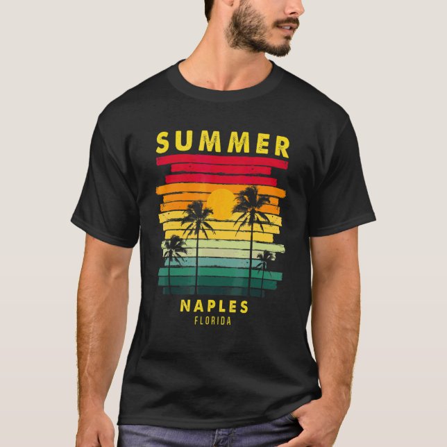 Summer Neaples Florida Beach Sunset Retro T Shirt (Framsida)