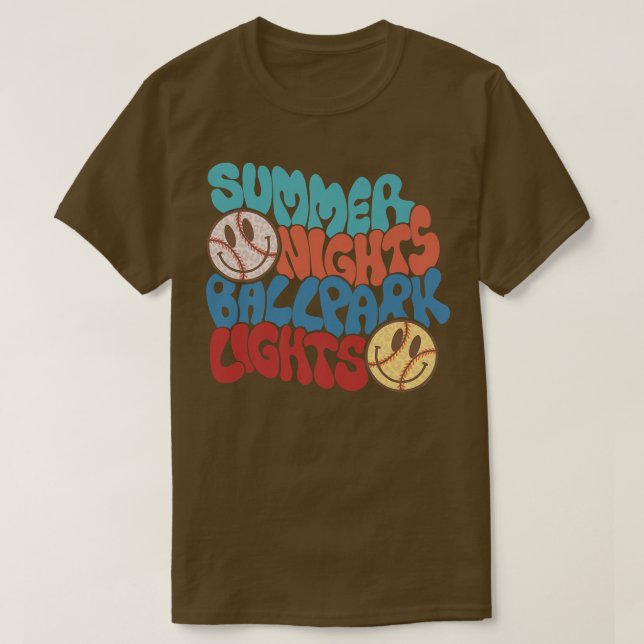 Summer Nights And Ballpark Lights Baseball Softbal T Shirt (Design framsida)