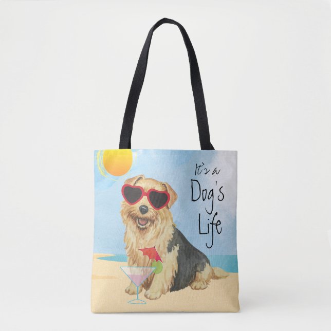Summer Norfolk Terrier Tote Bag Tygkasse (Framsida)