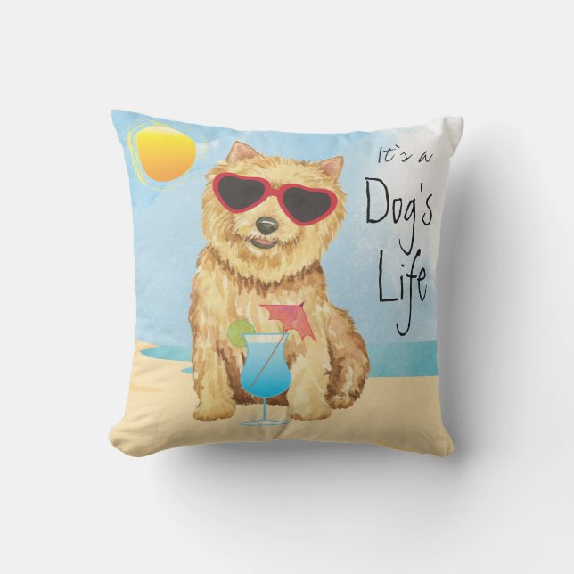 Summer Norwich Terrier Exdoor Pillow Kudde (Framsida)