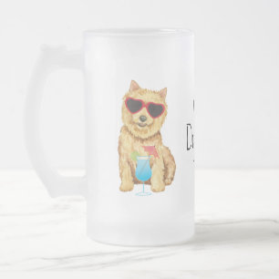 Summer Norwich Terrier Frosted Glass Beer Mugg