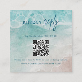 Summer Ocean Blue Beach  Wedding RSVP Card Tilläggskort