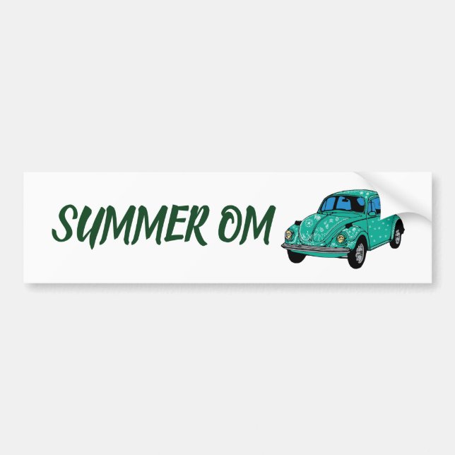 Summer OM Blue hippie Mandala car Bumper Sticker Bildekal (Framsidan)
