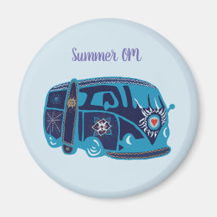 Summer Om Hippie Van Standard, 5,7 cm Round Magnet