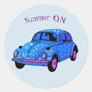 Summer on Blue hippie Car Mandala car Sticker Runt Klistermärke