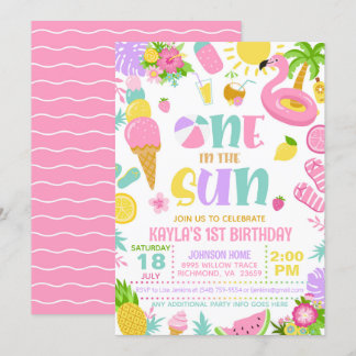 Summer One in the Sun Birthday Party Invitation Inbjudningar