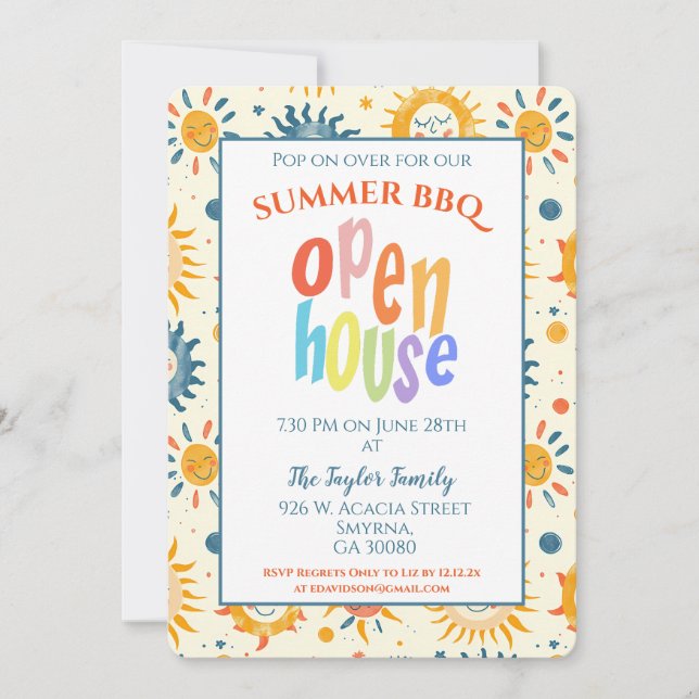 Summer Open House Sunshine Inbjudningar (Framsida)