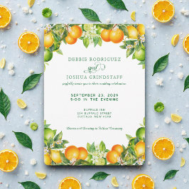 Summer Orange Citrus Fruit Wedding Invitation Inbjudningar