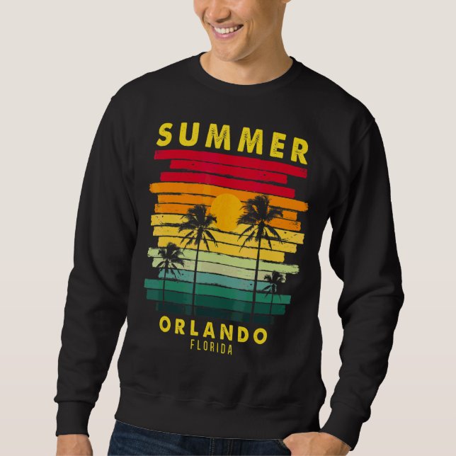 Summer Orlando Florida Beach Sunset Retro Lång Ärmad Tröja (Framsida)