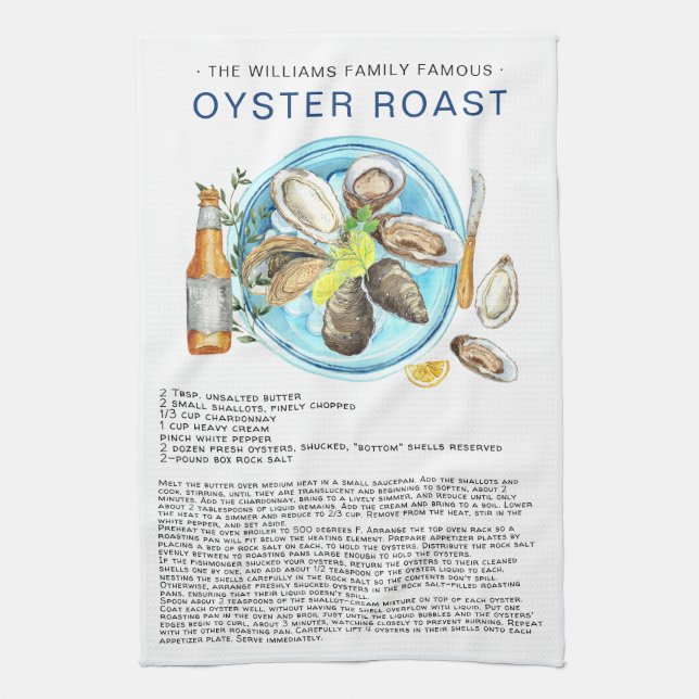 Summer Oyster Roast | Recipe Heirloom Tea Towel Kökshandduk (Vertikal)