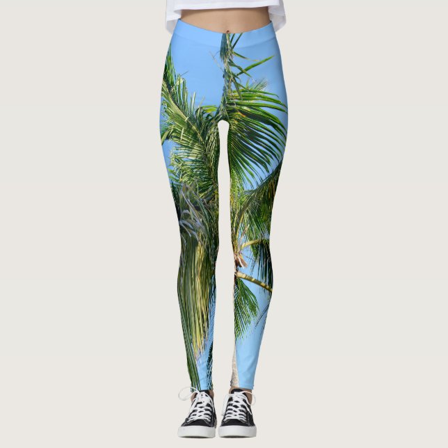 Summer Paradise Handflatan Träd #2 #tropical #wall Leggings (Framsida)